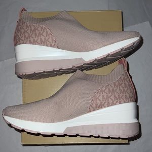 Michael Kors Mabel Stretch Knit Slip On Wedge Trainers